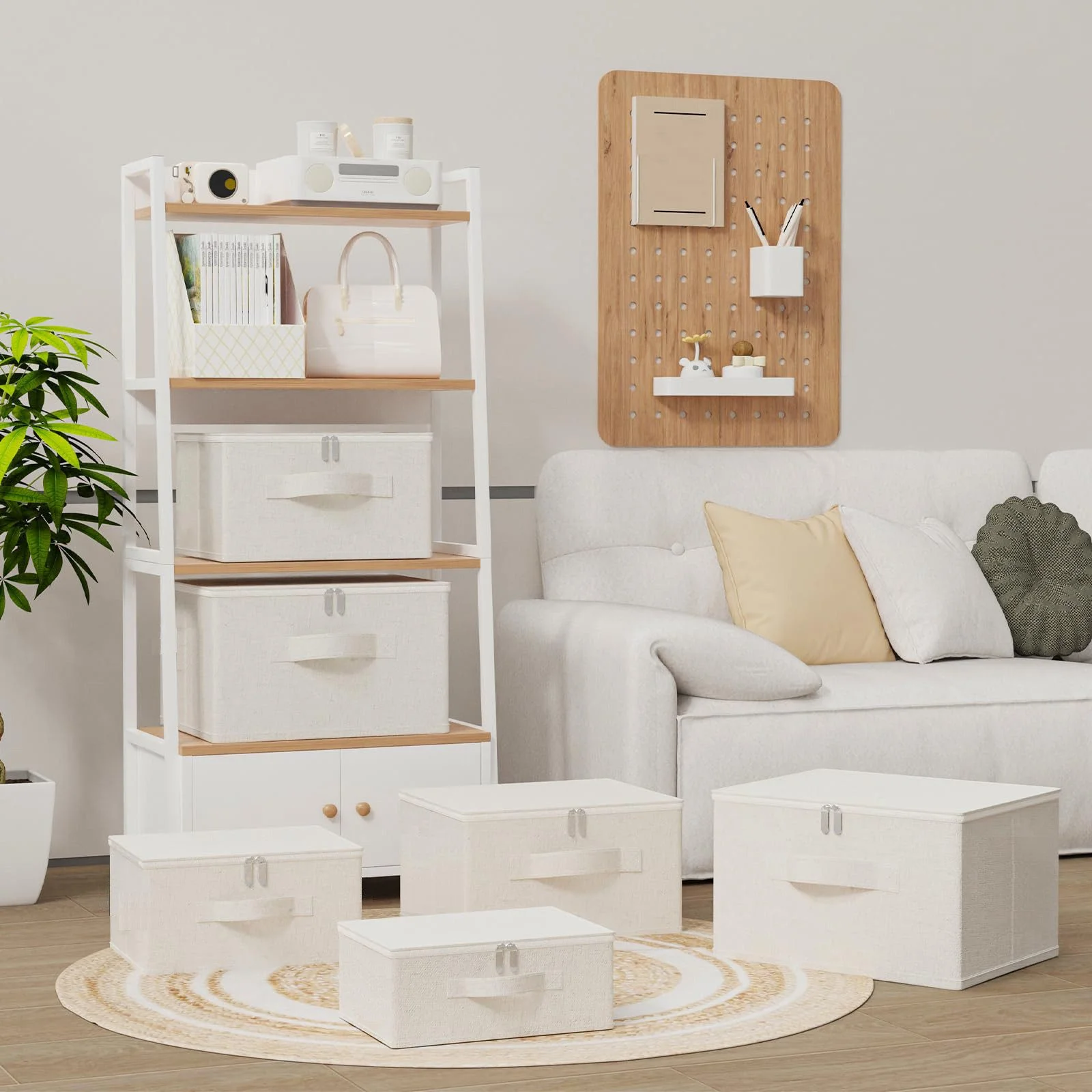 Große faltbare Aufbewahrungsbox mit Deckel – Stoffbox für Kleidung & Haushalt